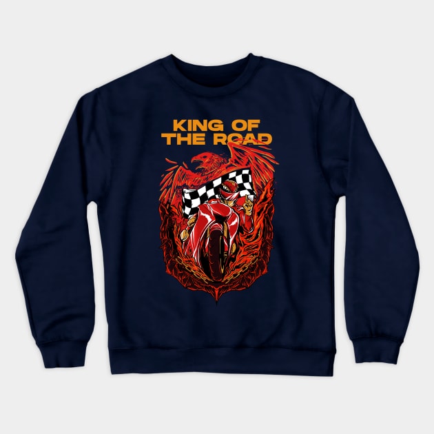 Red Hawk The King Of Road Crewneck Sweatshirt by mazyoy